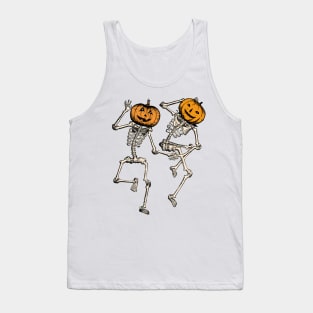 Dancing Pumpkin Head Skeletons Tank Top